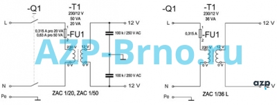 Источник безопасного питания 220/12В ZAC 1/50 AZP Brno Чехия (фото, схема)